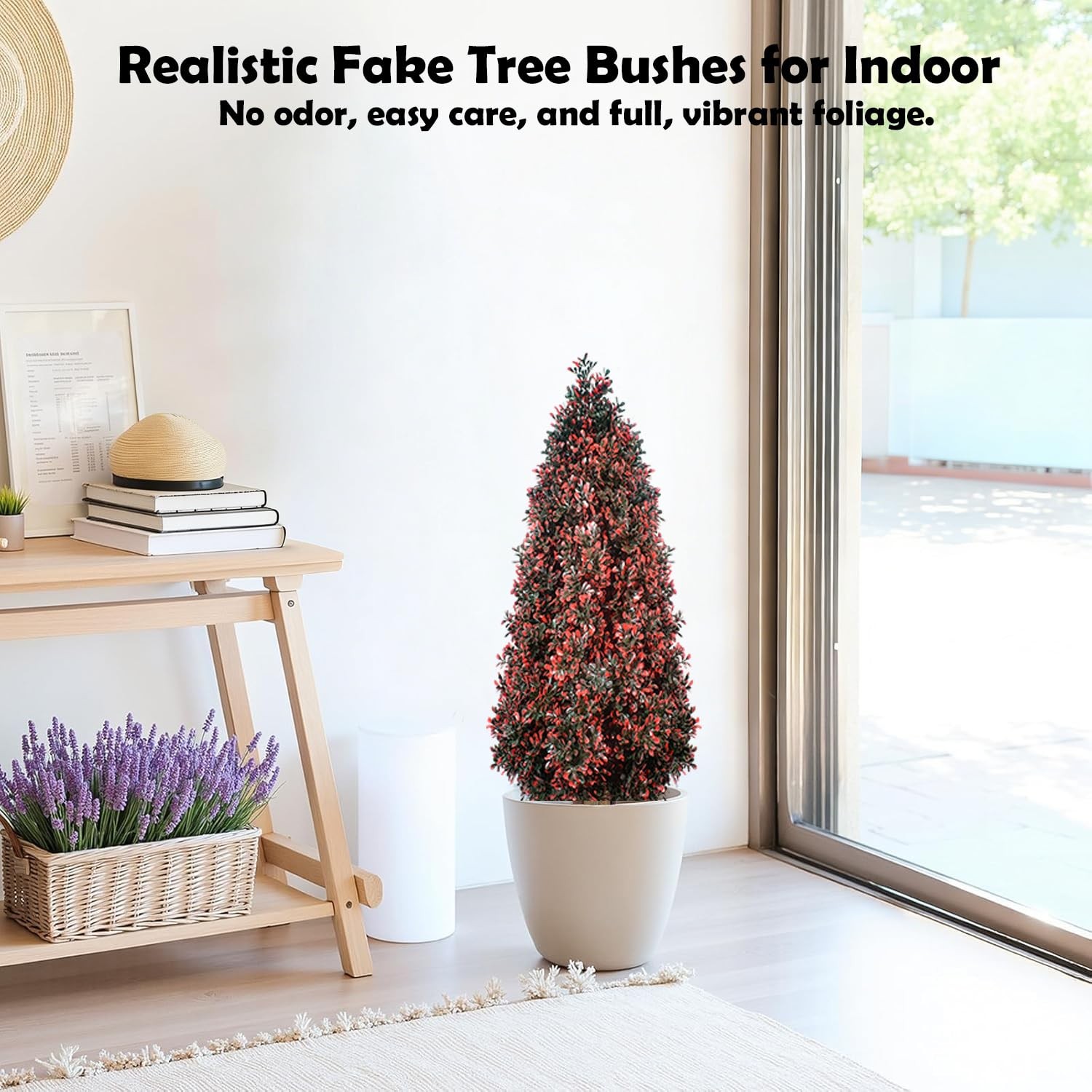 3FT Fake Shrubs Boxwood Tree Outdoor with Planter Spike, Artificial Topiary U…
