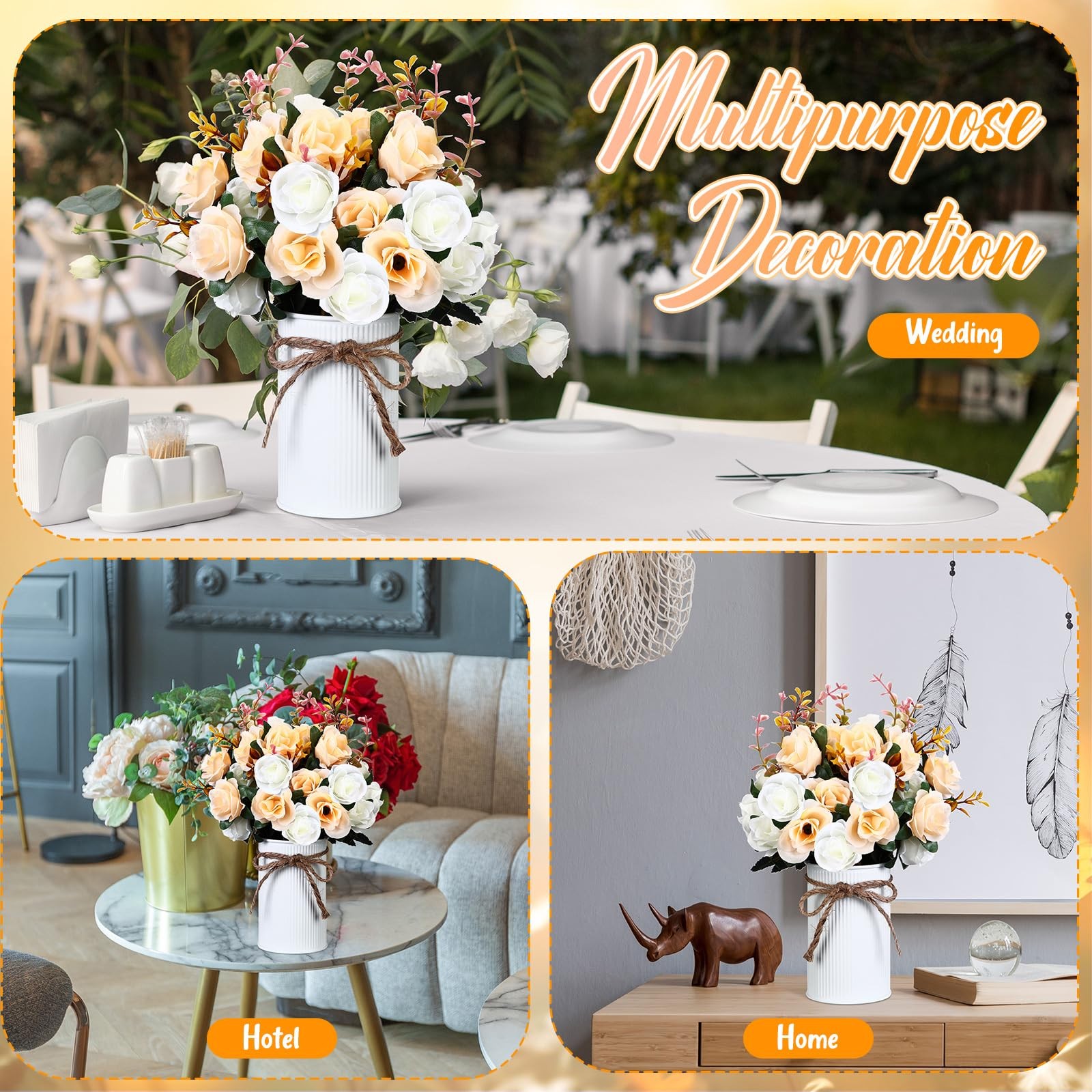 6 Sets Wedding Centerpiece for Table Artificial Rose with Vase Fake Bouquets …