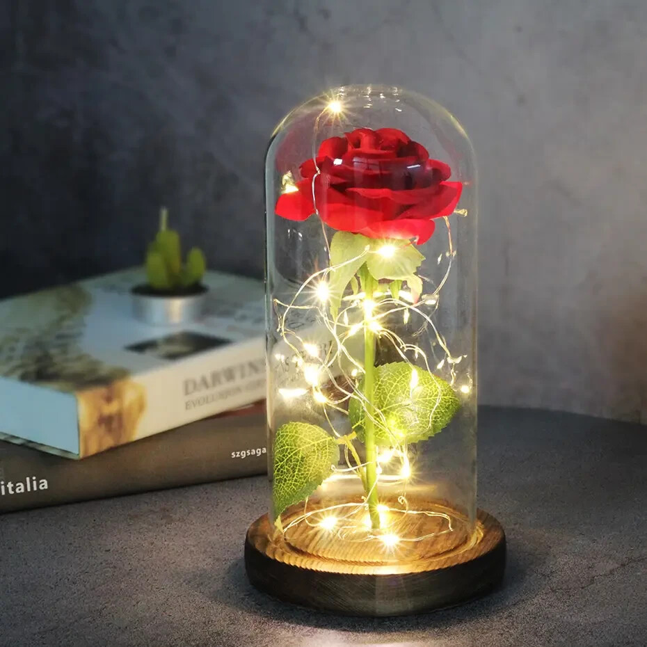 Beauty and The Beast Rose LED Enchanted Galaxy Rose Eternal Flower Lighted Décor