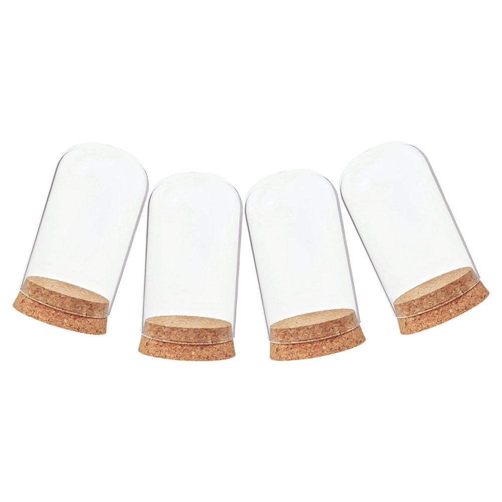 4pcs Mini Glass Dome Cloche Cover Decorative Clear Display Bell Jar