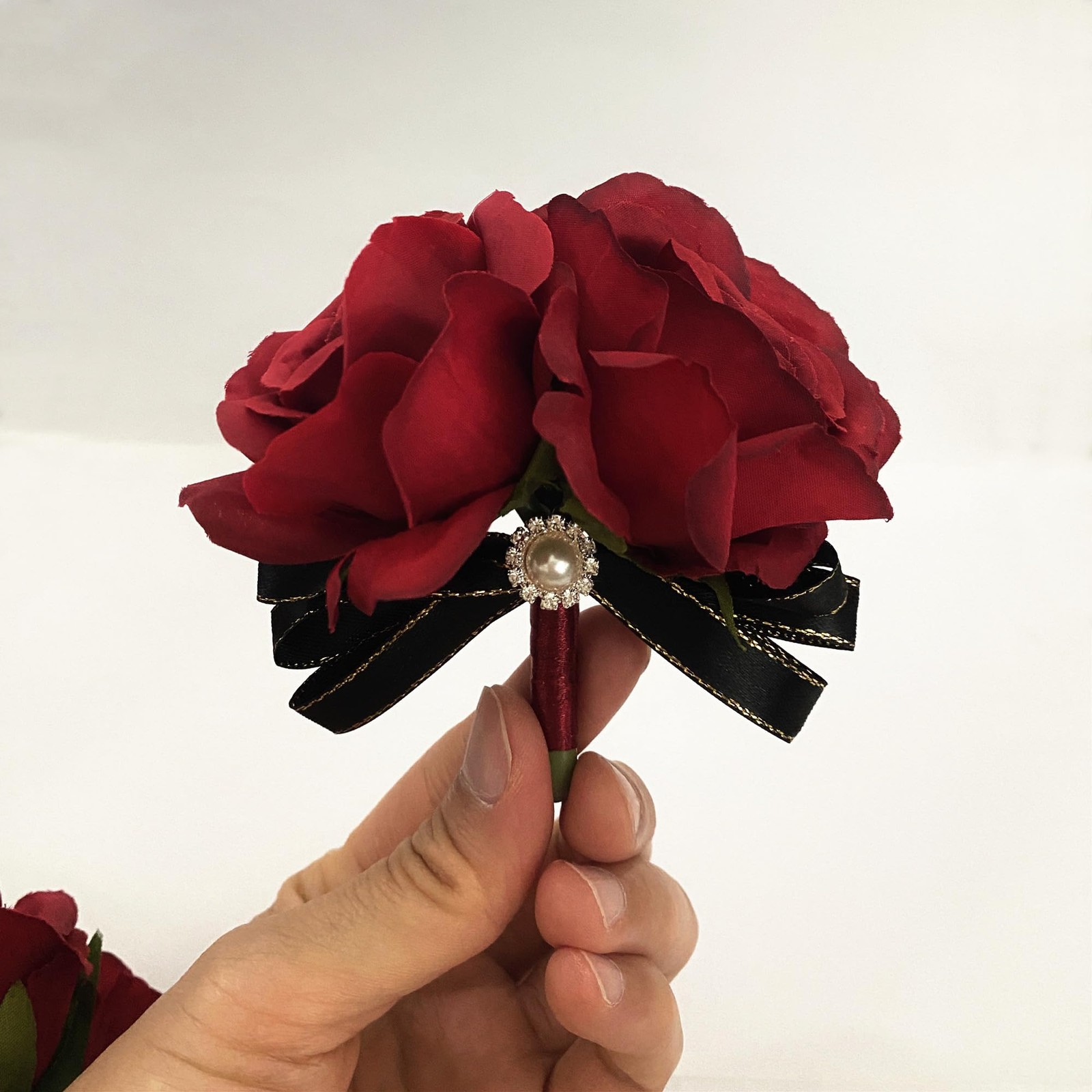 Prom Corsage Boutonniere Set Rose Wristlet Flower Party Ball Dancing Red