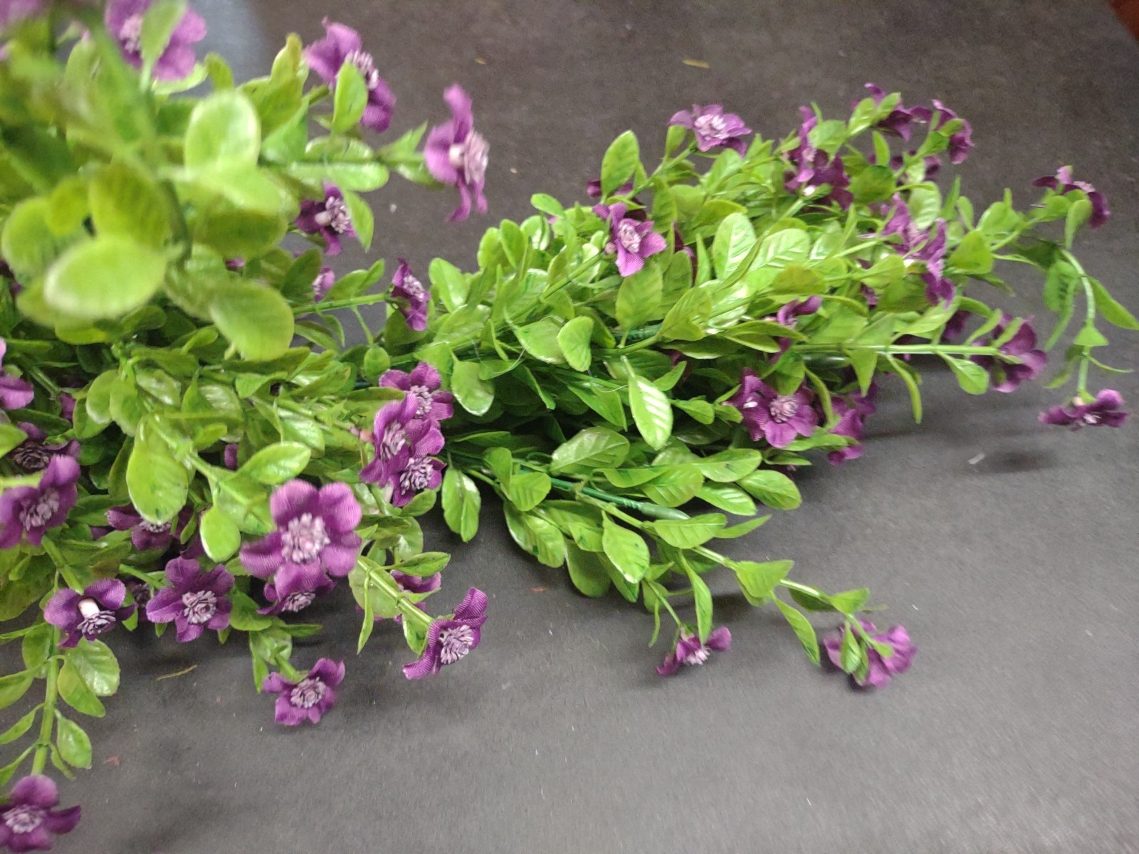 Set of 2: Purple Silk Mini Daisy Bush, “Jacob’s Ladder” Miniature Flower Blooms
