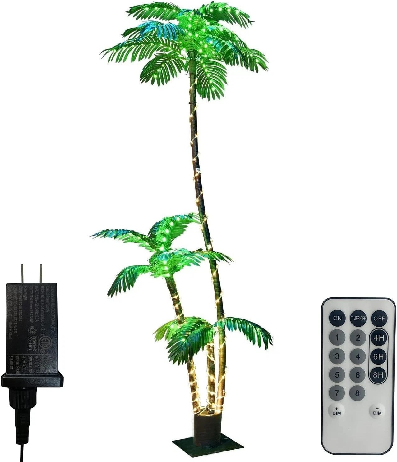 Simulation Tropical Palm Tree 7ft – 260 LED Lights, Indoor/Outdoor, Timer