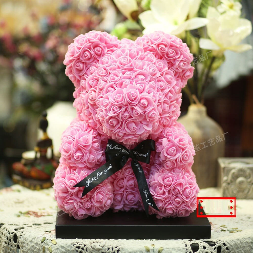 15″ Artificial Rose Teddy Bear Birthday Valentine’s Day Gift for Girlfriend Wife