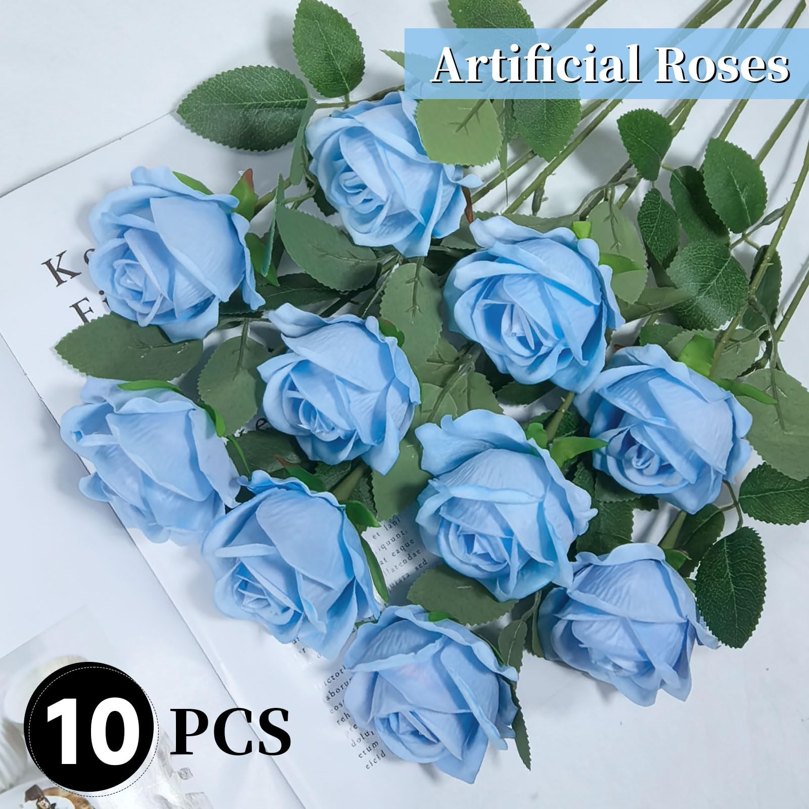 10 PCS Artificial Roses with Long Stems Silk Flowers Realistic Foam Flowers F…