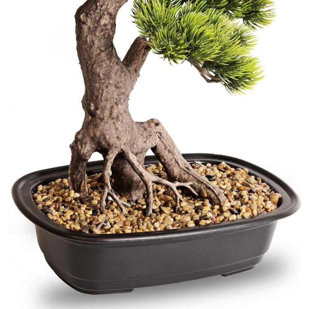 Artificial 20 In. Bonsai Pine Tree in Ceramic Pot, Faux Juniper Greenery Indoor