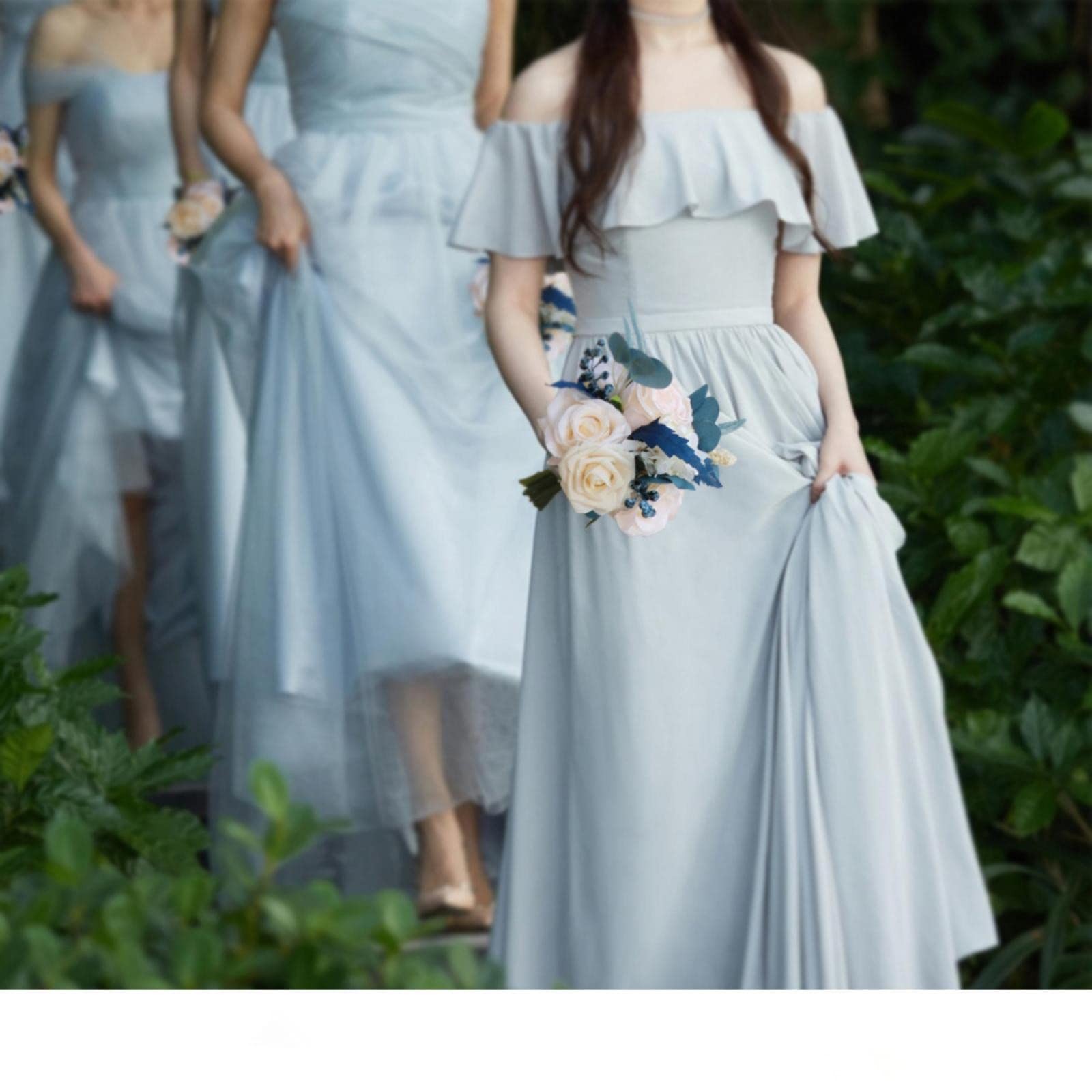 Wedding Bouquets For Bride Bridesmaid Artificial Dusty Blue Flowers Romantic Wed