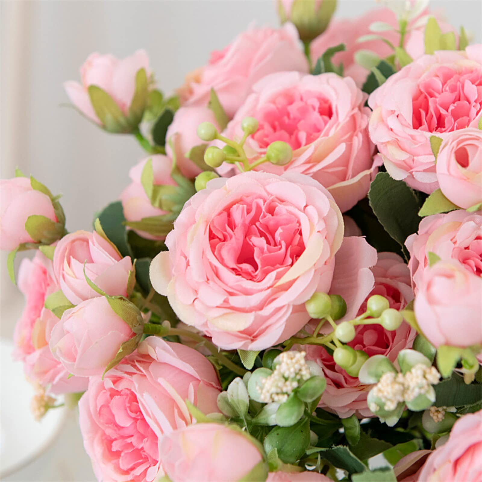 3 PCS Pink Artificial Flowers Peonies Fake Bouquet Decoration Faux Roses