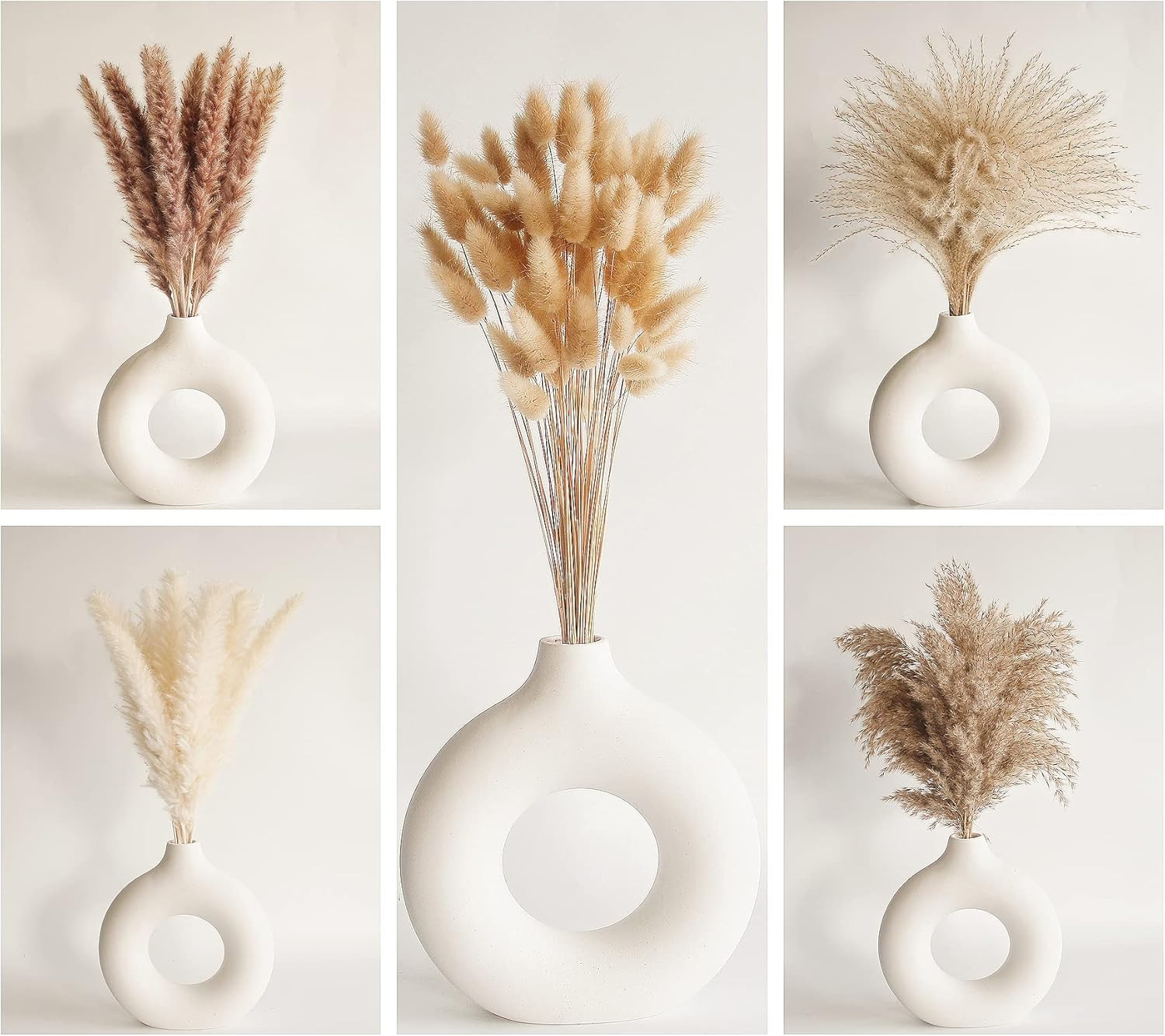 Natural Dried Pampas Grass Decor, 110 PCS Pampas Grass Contains White Bunny Tail