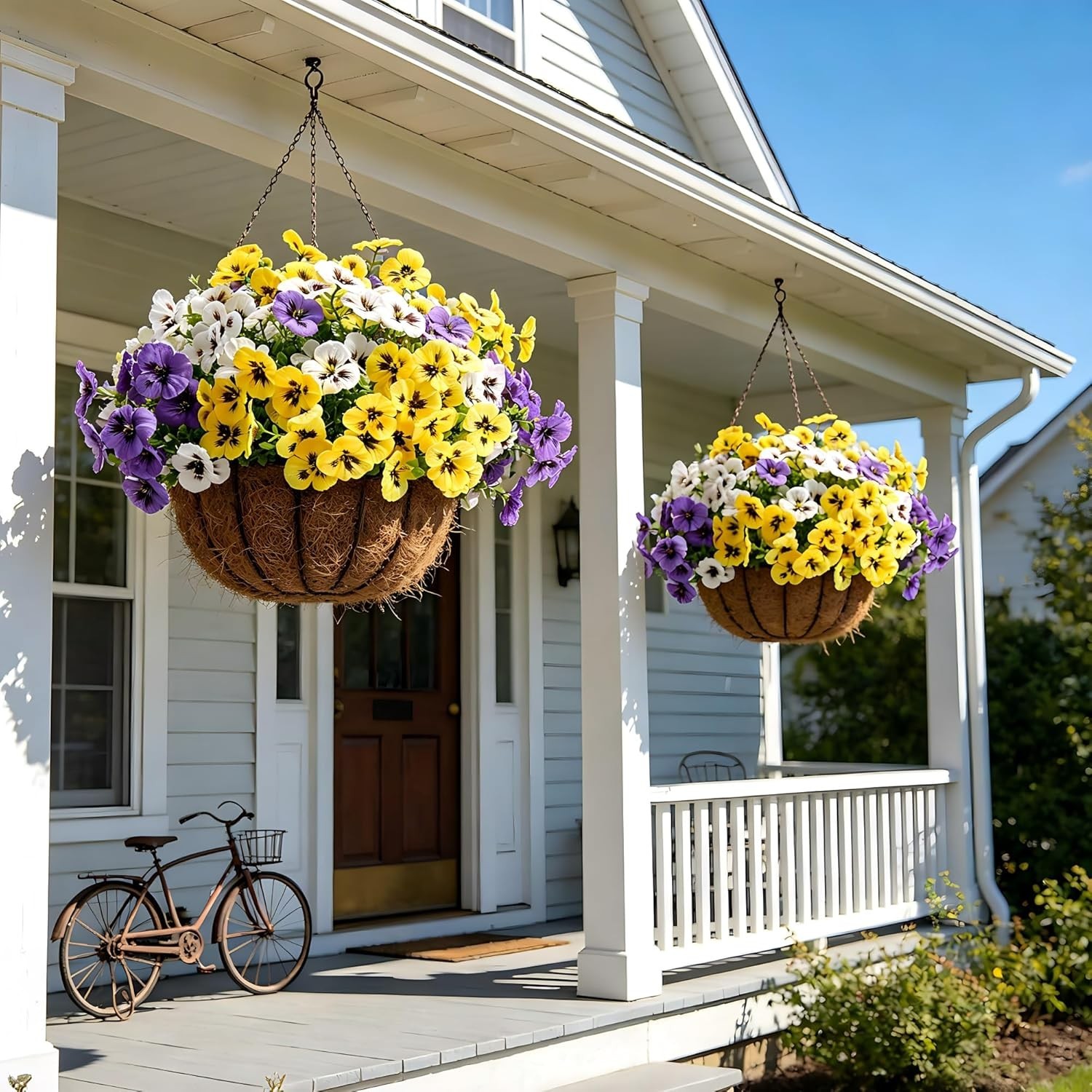Artificial Pansies Flowers for Outdoors, 12 Pcs Faux Silk Pansy Flower UV Res…