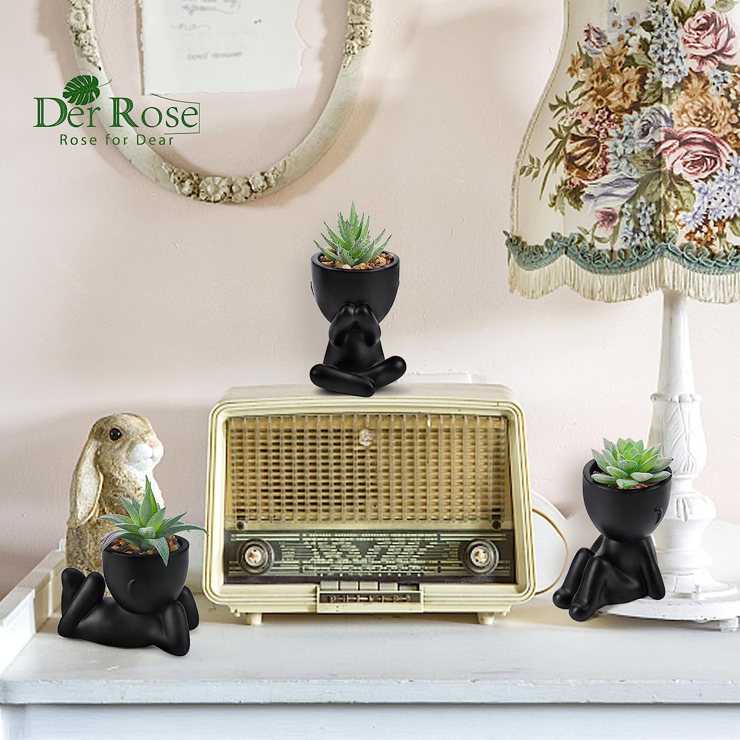 3 Pcs Fake Succulent Plants for Black Bathroom Bedroom Home Room Decor