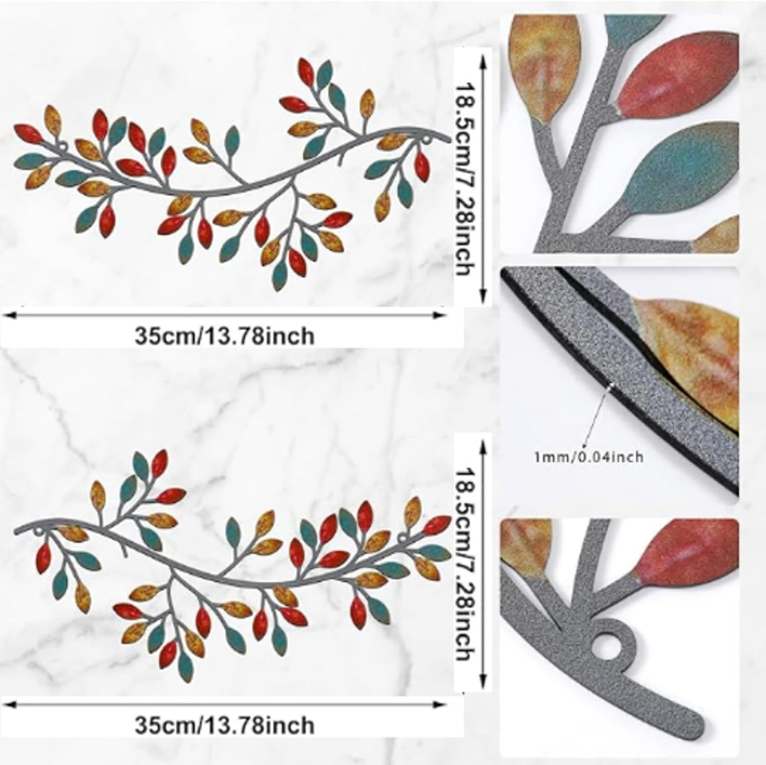 2 Pieces Metal Tree Leaf Wall Decor Vine Olive Branch Leaf Wall Art