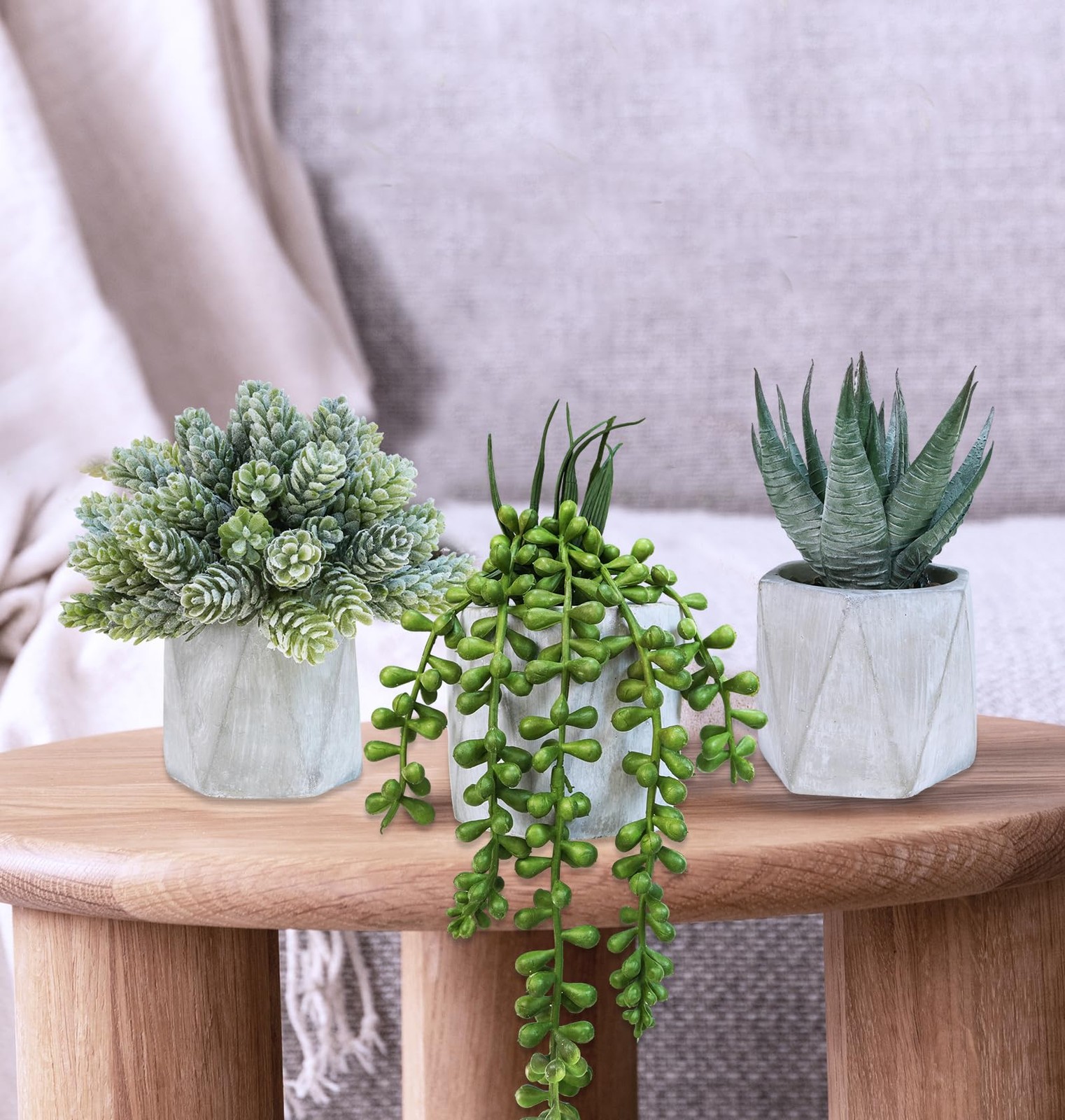 Winlyn Set of 3 Mini Artificial Succulent Plants Potted Small Fake Aloe Hops …