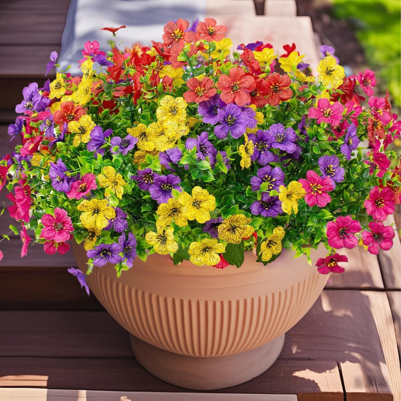 Artificial Flowers for Indoor & Outdoor Decoration 12 Bundles Faux Daisies w…