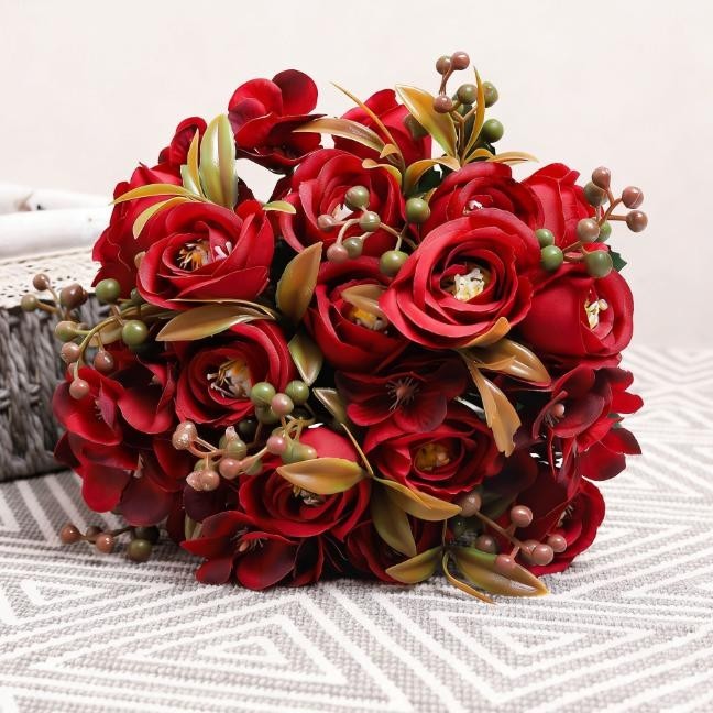 Artificial Silk Bouquet 5 Head European Style Floral Arrangement