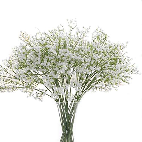 9 Piezas De Flores Artificiales De Aliento De Bebe De Tallo Largo Falsas Rea…