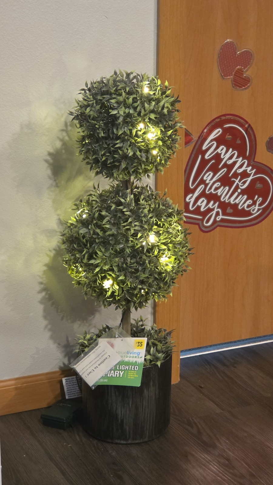 True Living Outdoors Artificial Lighted Green Ball Topiary with LED Lights