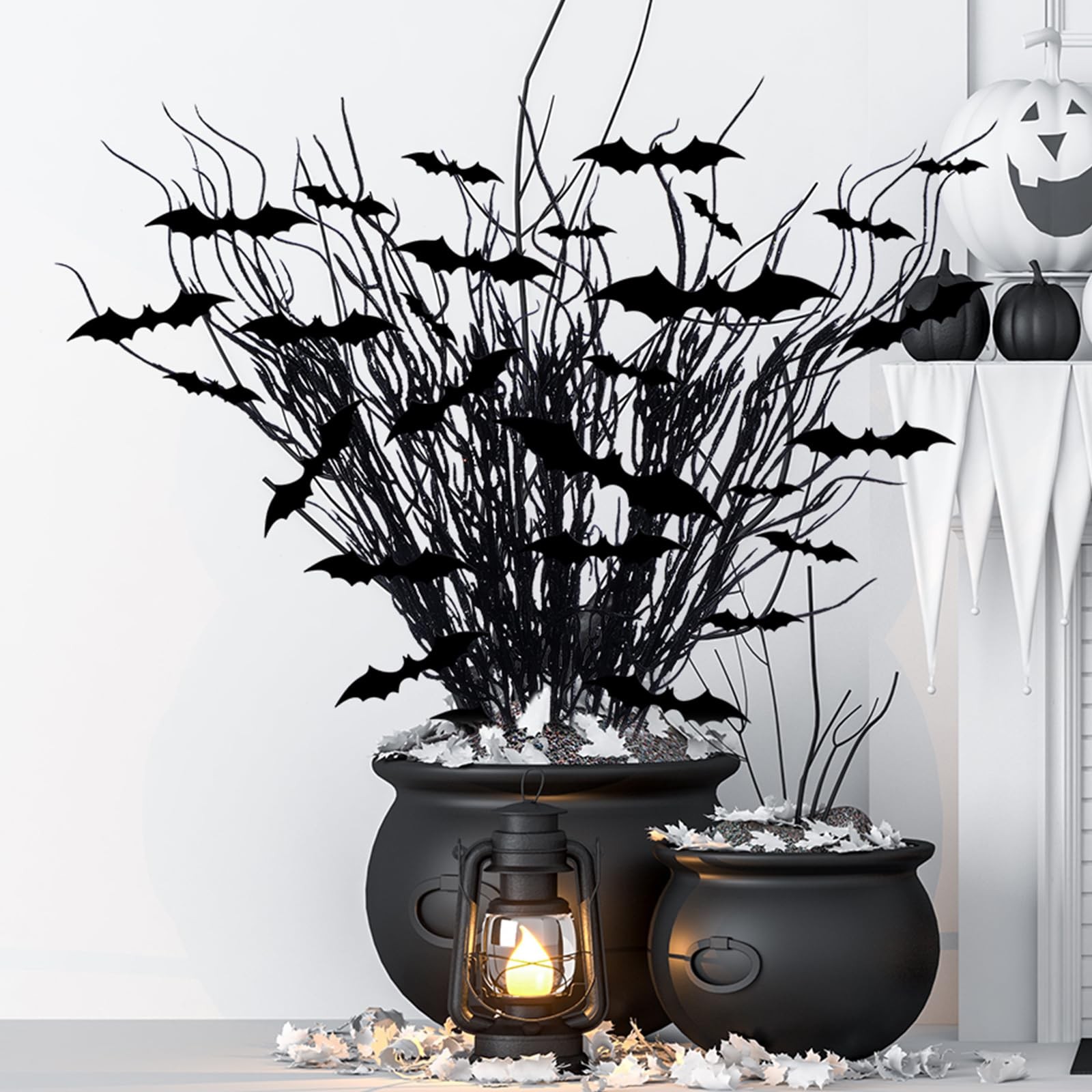 20 Pcs Halloween Black Artificial Branches Floral Picks Vase Filler 17.72 Inc…