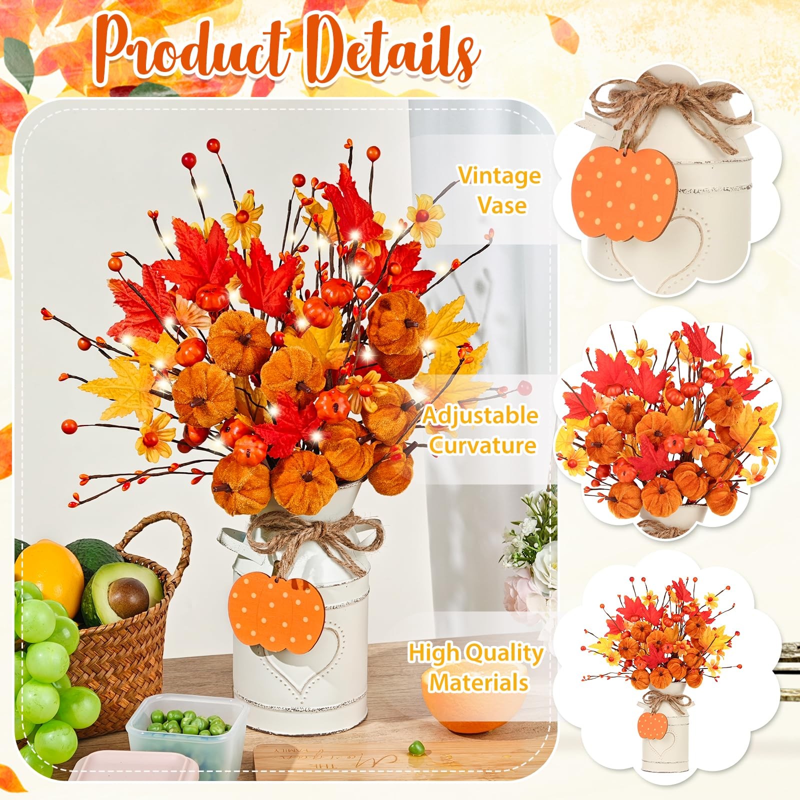 Thanksgiving Centerpieces for Tables Fall Table Decor 5 Pcs Artificial Pumpki…