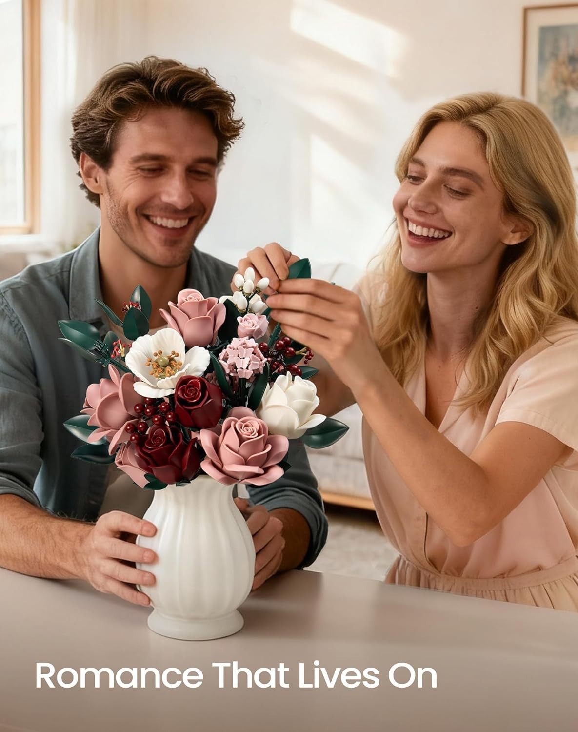 Timeless Pink Roses Artificial Flower Set – Ideal for Home and Office Decor