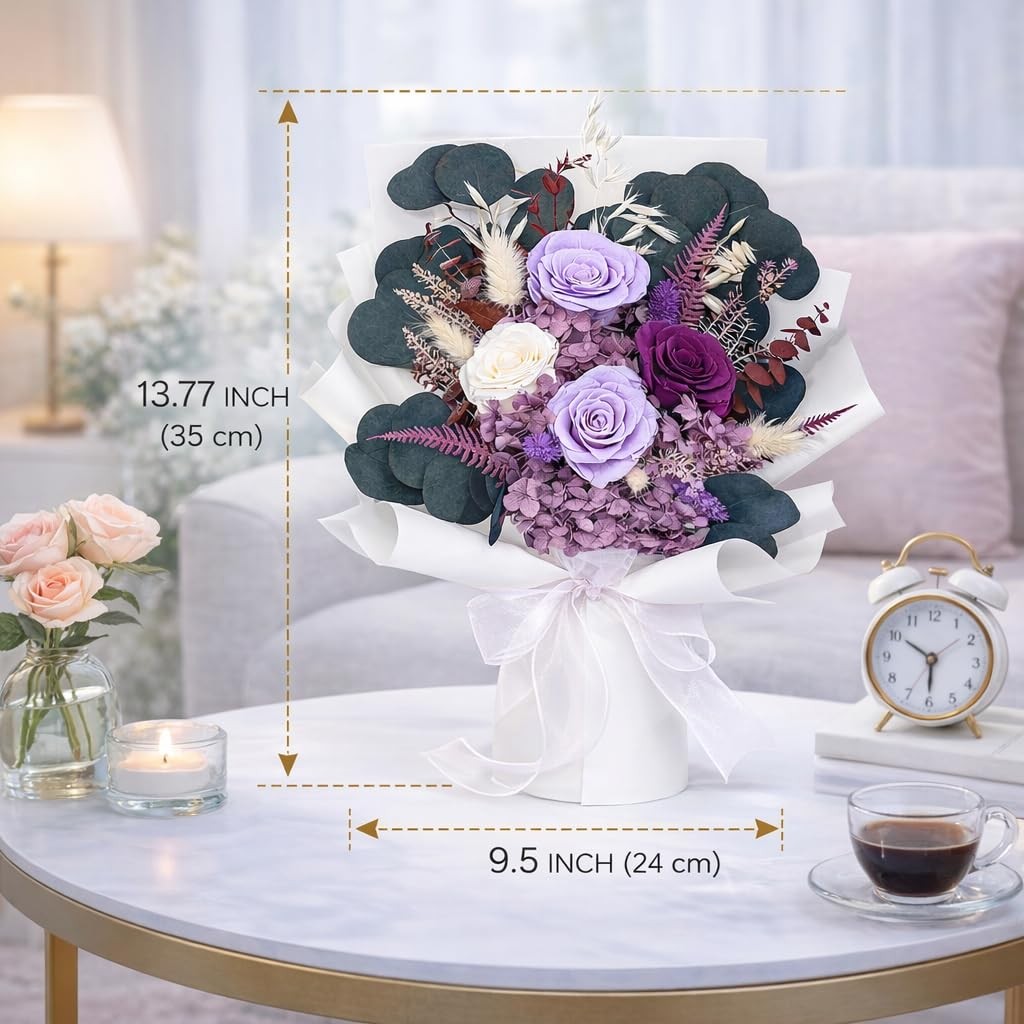 Preserved Flowers for Delivery, Purple Rose Bouquet Gift for Women and Mom, L…