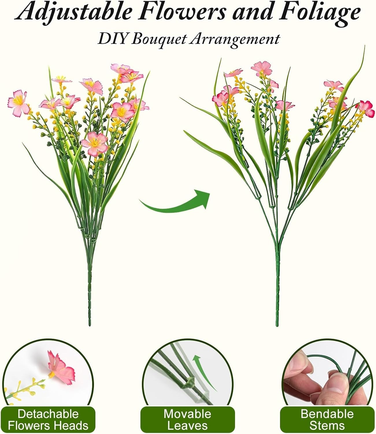 UV Resistant Artificial Flowers Outdoor Faux Wildflowers Summer Decor | Silk …