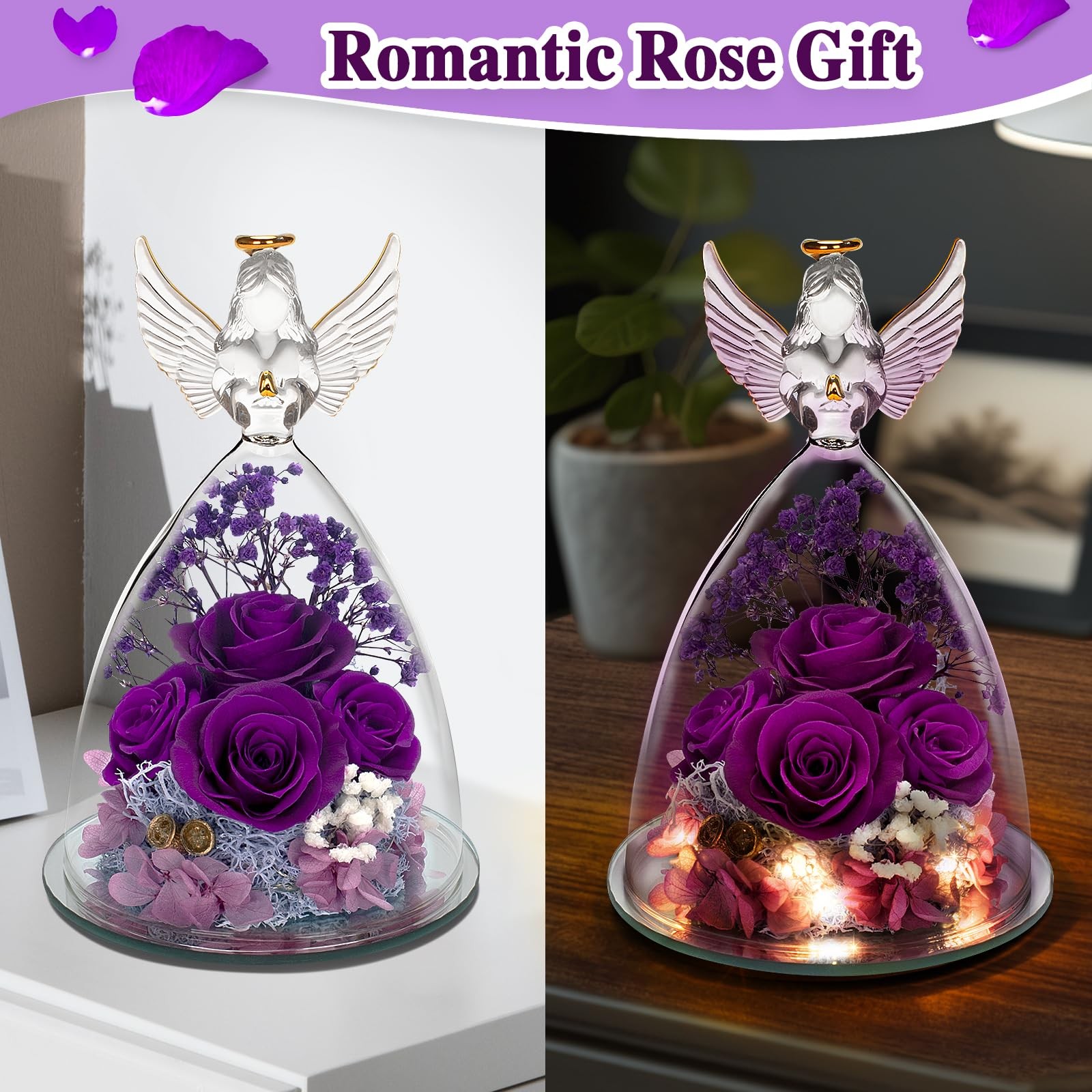 Mothers Day Rose Gifts for Mom, Preserved Flower Gifts for Women, Purple Rose…