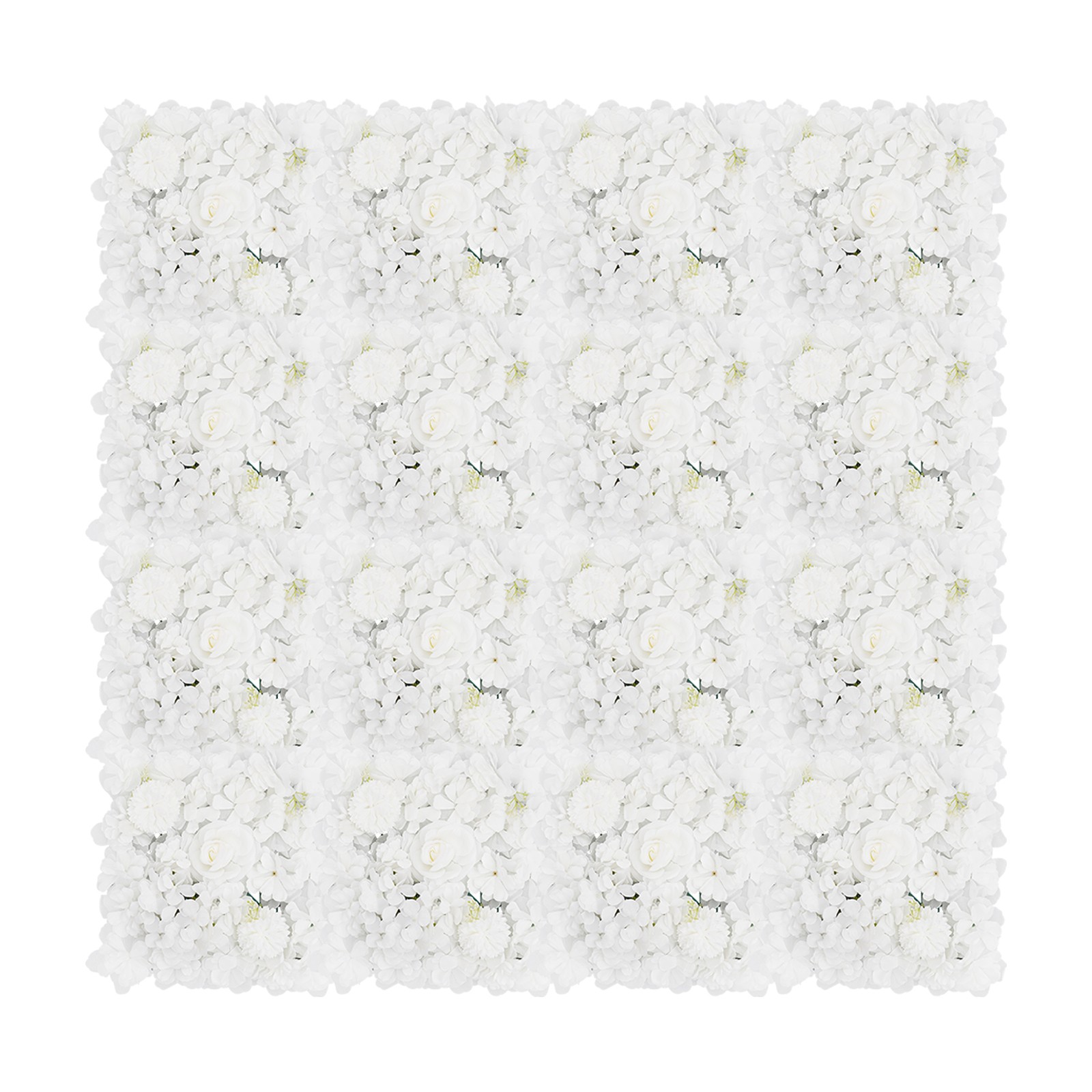16 Pack Artificial Flower Wall Panels, Silk Cloth Plastic, 13.8×13.8 Inch Each