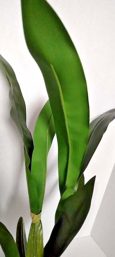 Artificial Oncidium orchid leaf bush with roots. Silk orchids.