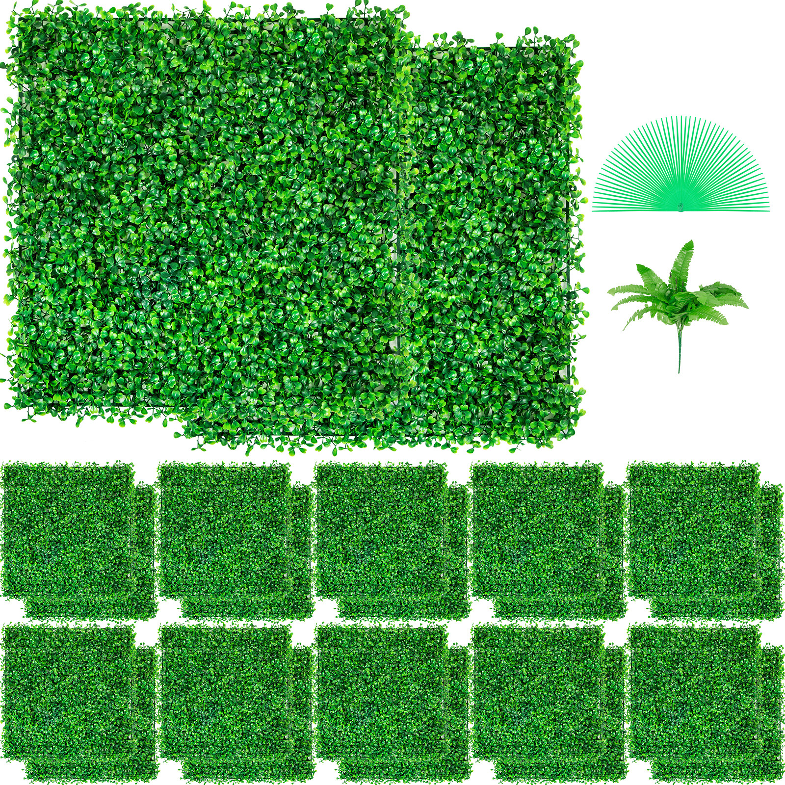 24pcs 10 X 10” Artificial Boxwood Panel Grass wall Boxwood Hedge UV Wall Fence