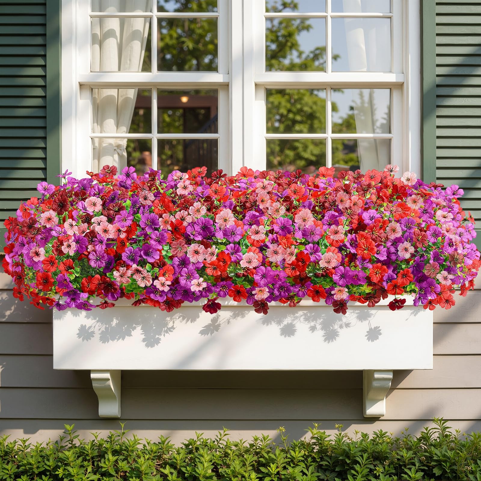 24 Bundles Artificial Flowers for Outdoors Decoration, UV Resistant Silk Faux…