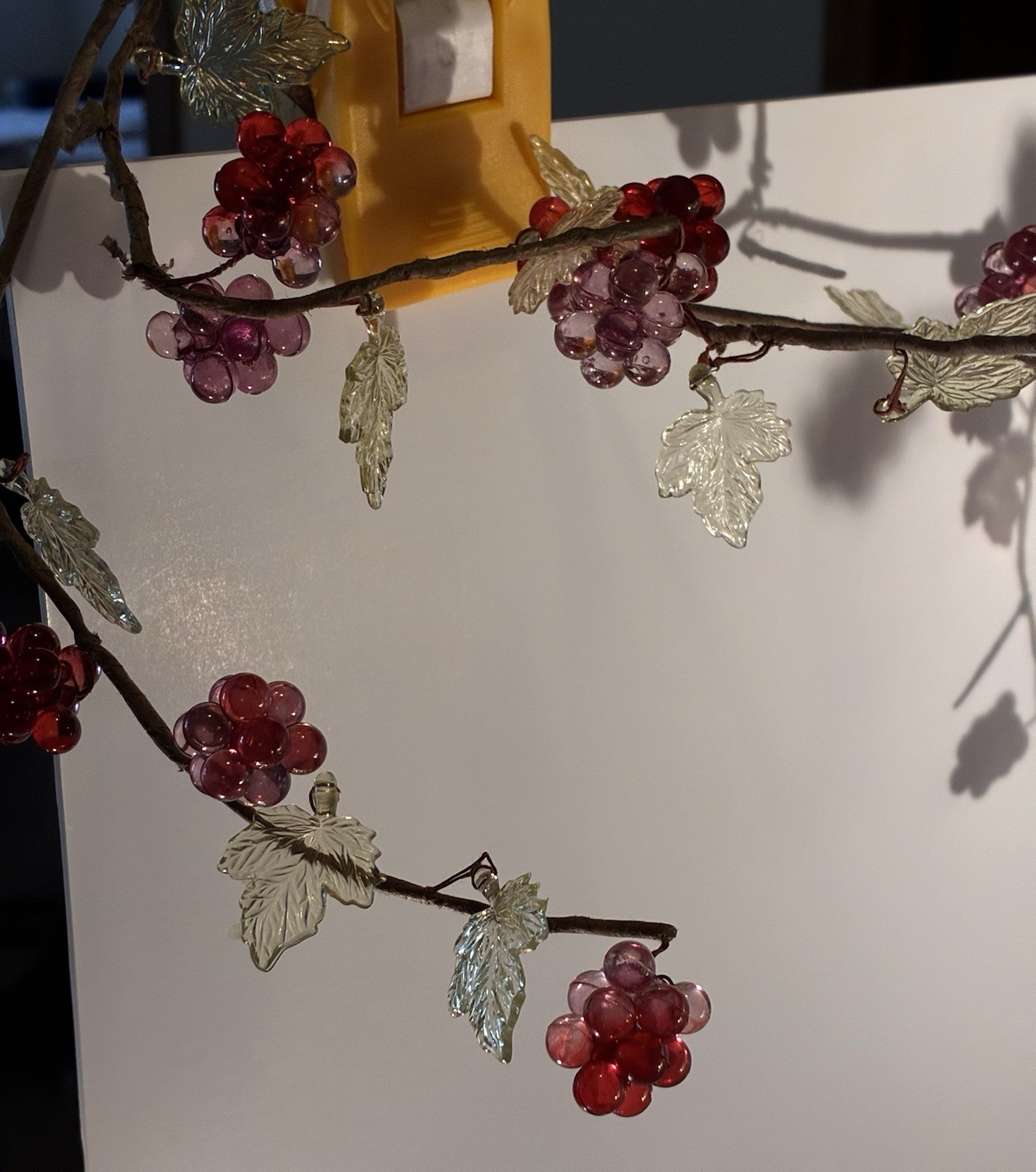 Vintage Acrylic Lucite Berry Cluster Vines w/Leaves Wired Set of Three