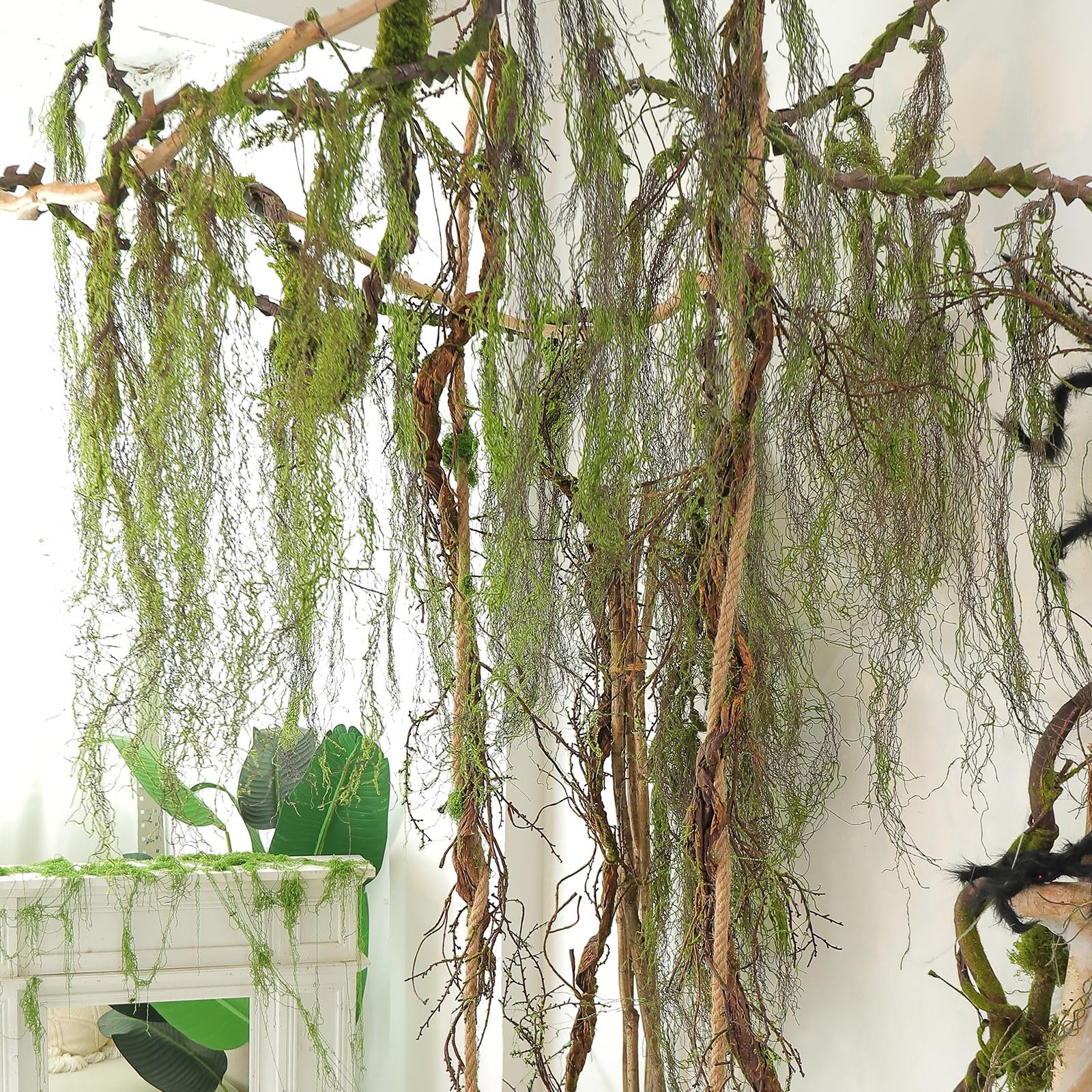 63inch Rustic Curly Artificial Weeping Willow Branches Faux Twisty Wood Curta…