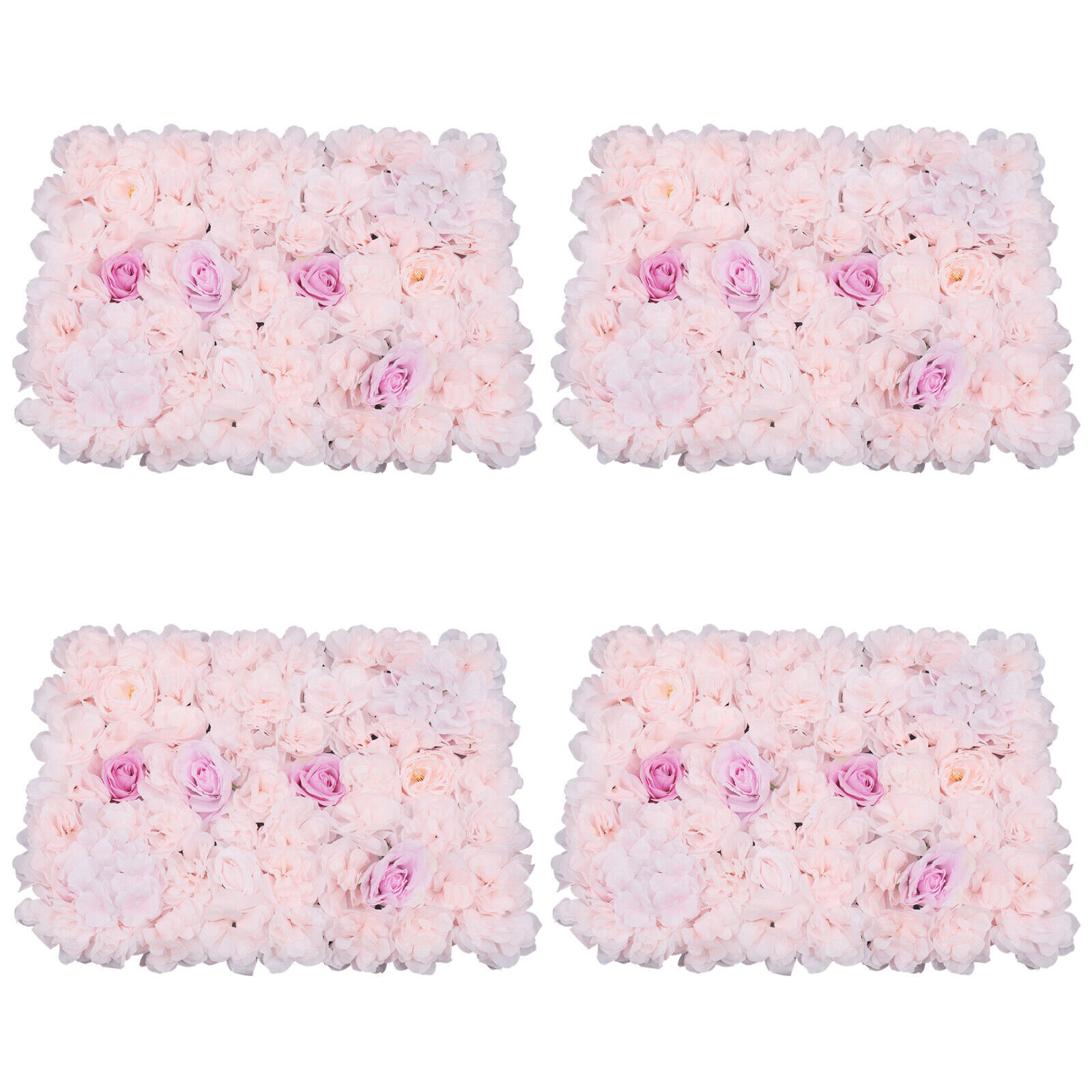 4pcs Artificial Rose Flower Wall Panel Party Wedding Background Decoration