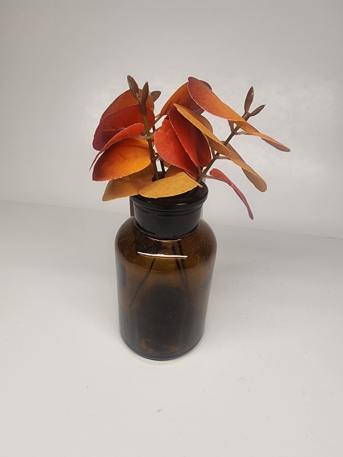Small Artificial Fall Floral Arrangement in Glass Vase Tabletop Indoor Decor New