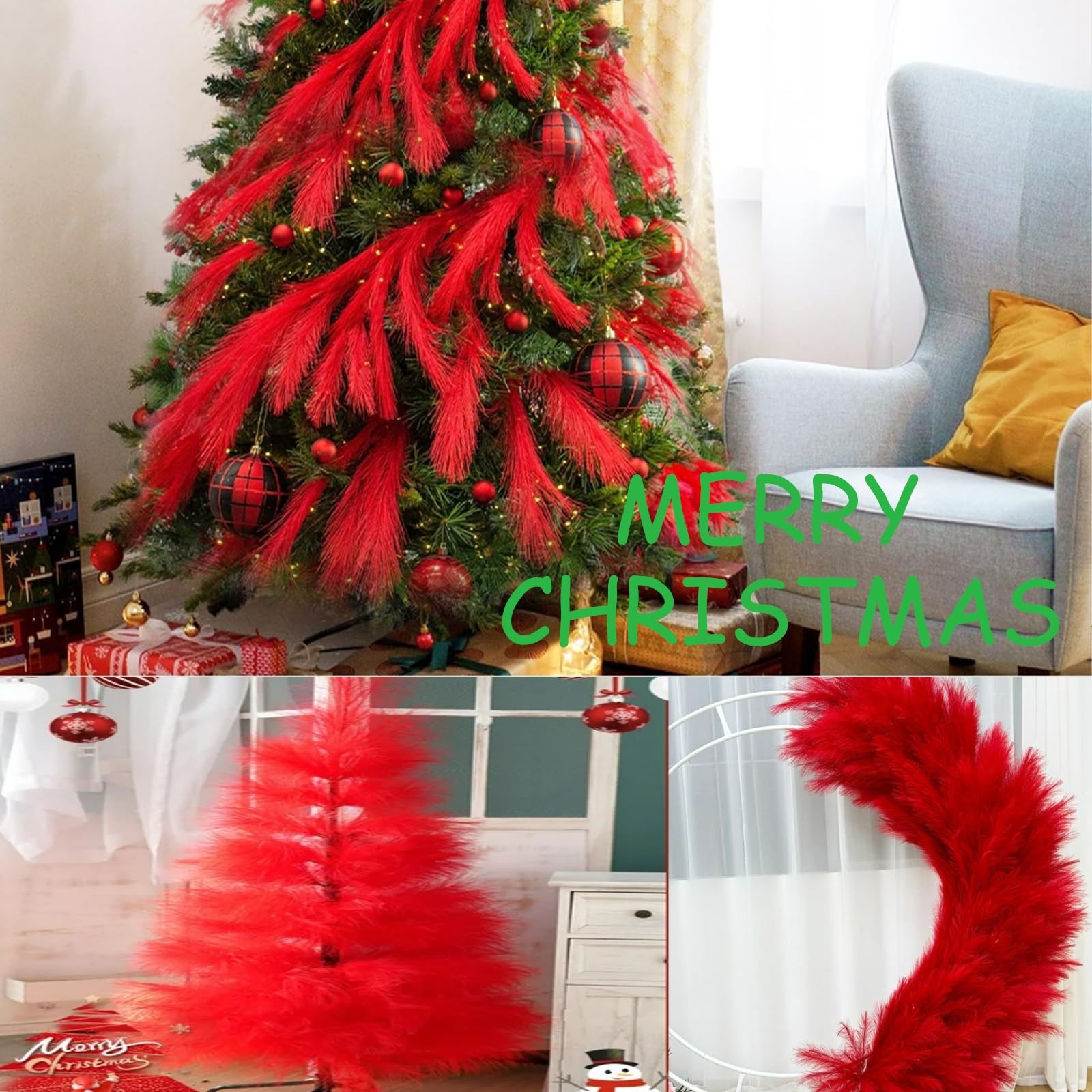 30pcs 22″ Red Pampas Grass – Faux Pampas Grass Decor Pompas Floral Arrangemen…