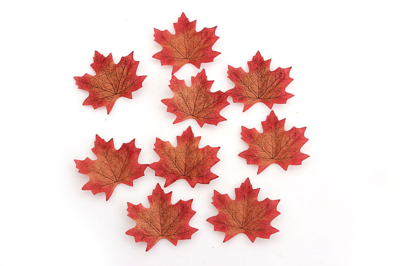 100pcs 6 colors Fall Silk Leaves Wedding Favor Autumn Maple Leaf Decorations
