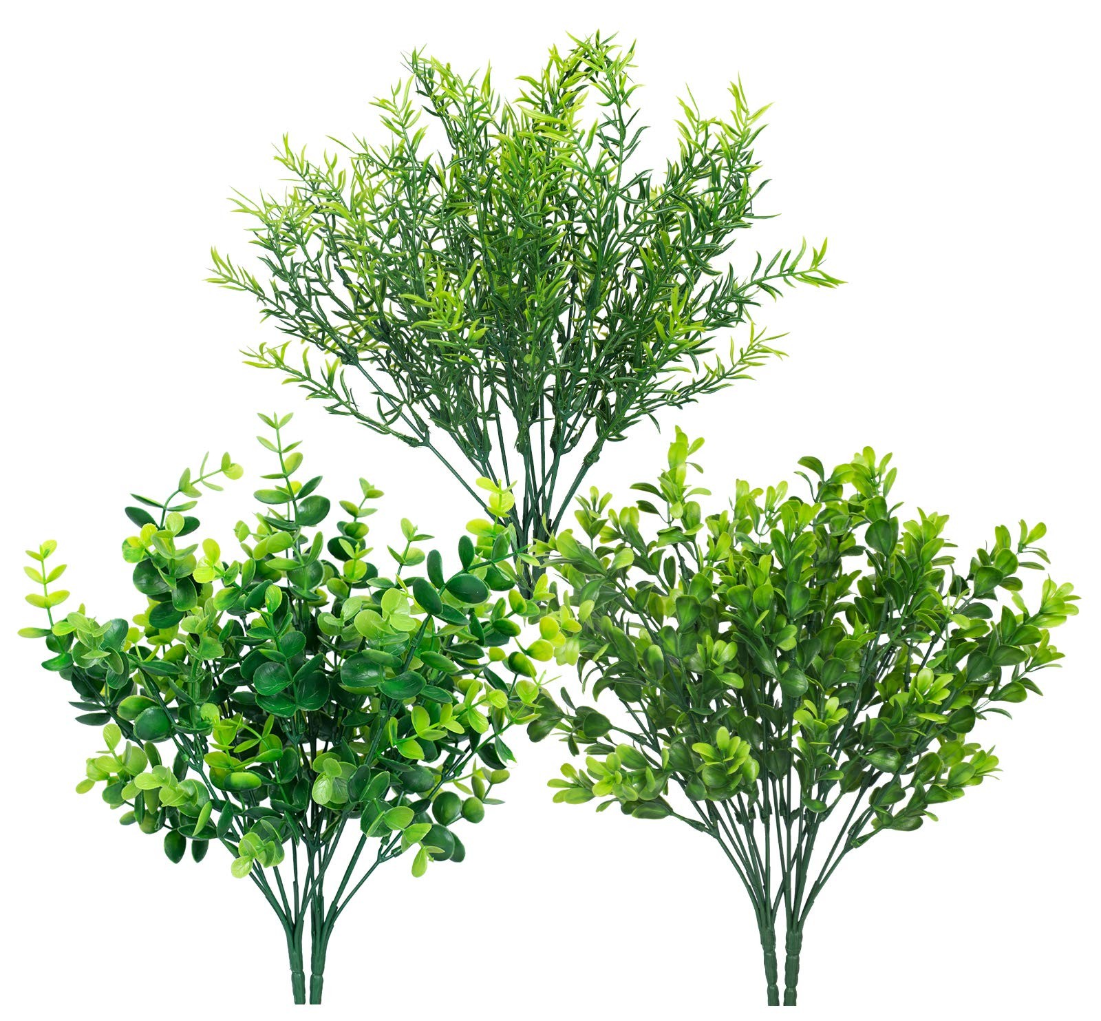 6 Bundles Artificial Greenery Stems Mixed Fake Plastic Plants Eucalyptus Rose…