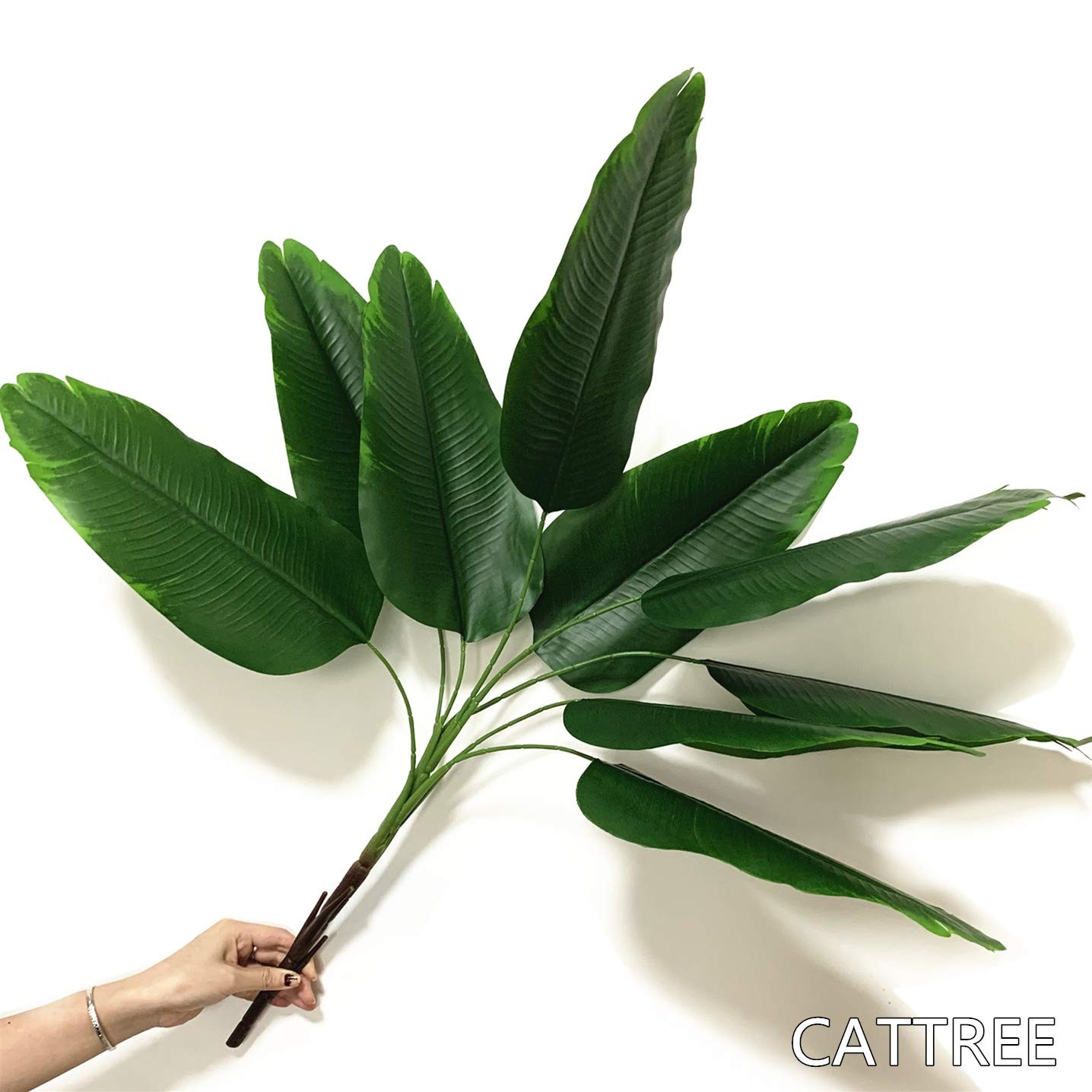 33 inch Tall Artificial Banana Tree, 9 Branches with Brown Leaves, UV Resista…