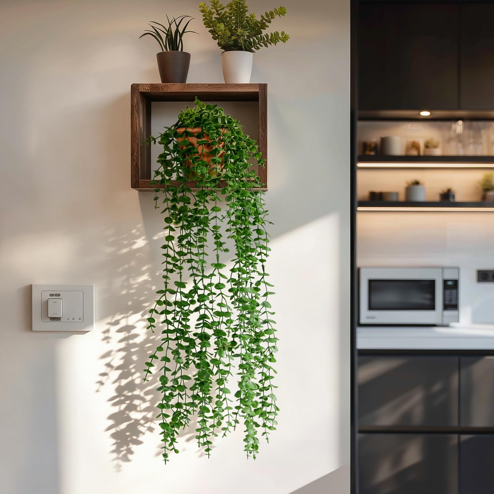 2 PCS Artificial Ivy Plants Pots Faux Vines Hanging Greenery Wall Decor