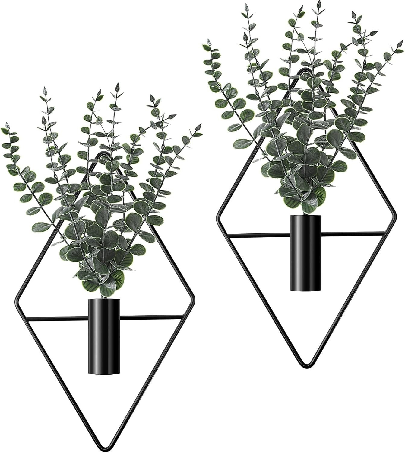 4 Pcs Hanging Planters with Artificial Eucalyptus Metal Hanging Vase Indoor P…