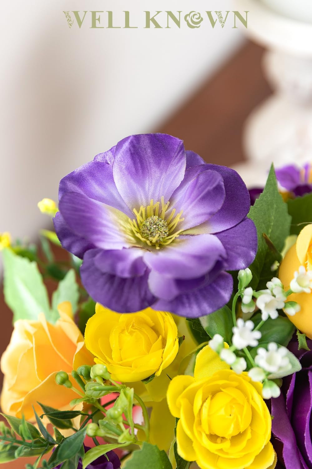 Charming Silk Flower Arrangements in 7″ Vase for Home & Wedding Decor