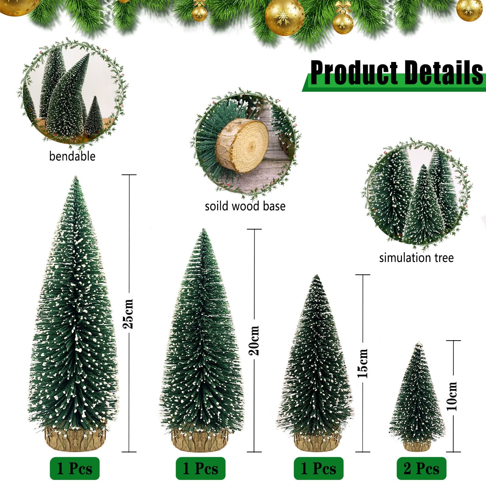 Desktop Miniature Pine Tree Mini Tabletop Christmas Bottle Brush Craft Decor