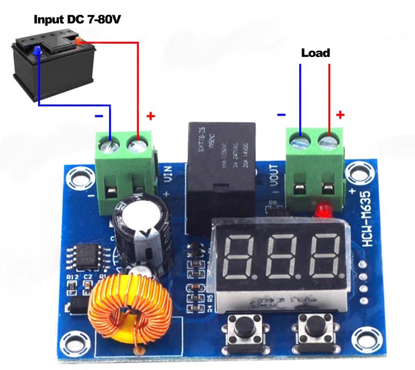 2 PCS Low Voltage Cutoff, DC 12V-36V 20A Low Voltage Disconnect Switch, Low Volt