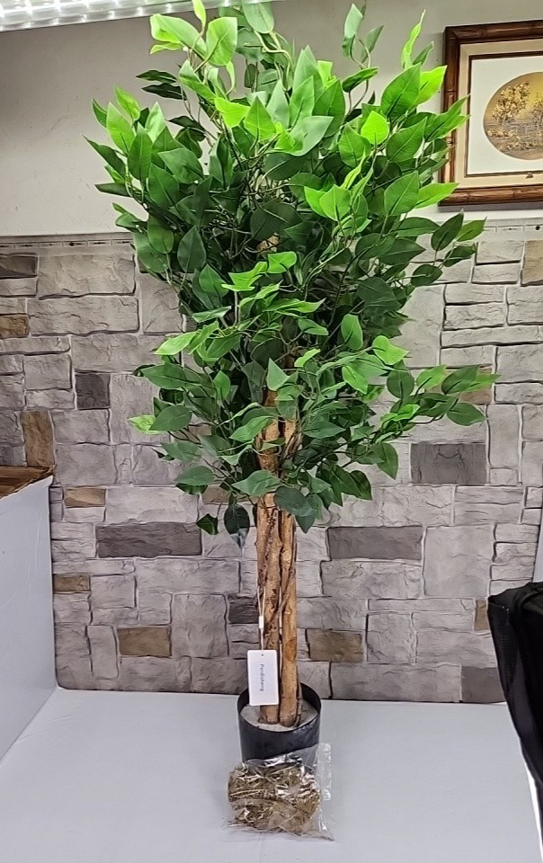 4ft Artificial Ficus Tree Indoor Home Office Decor Natural Wood Silk Leaves Moss