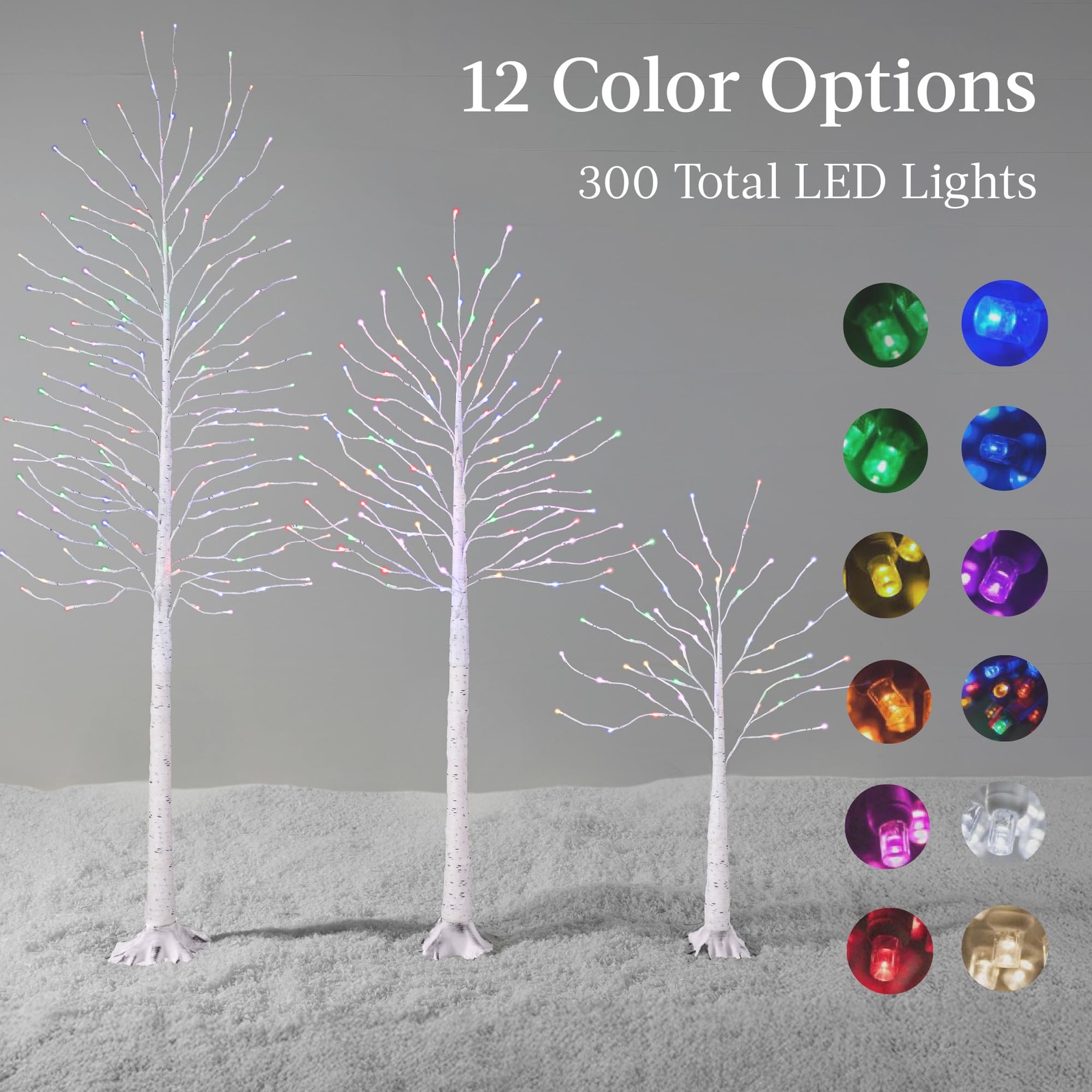 Best Choice Products 4ft, 6ft and 8ft Lighted Birch Tree, 3Pk w/LED Lights, 1…