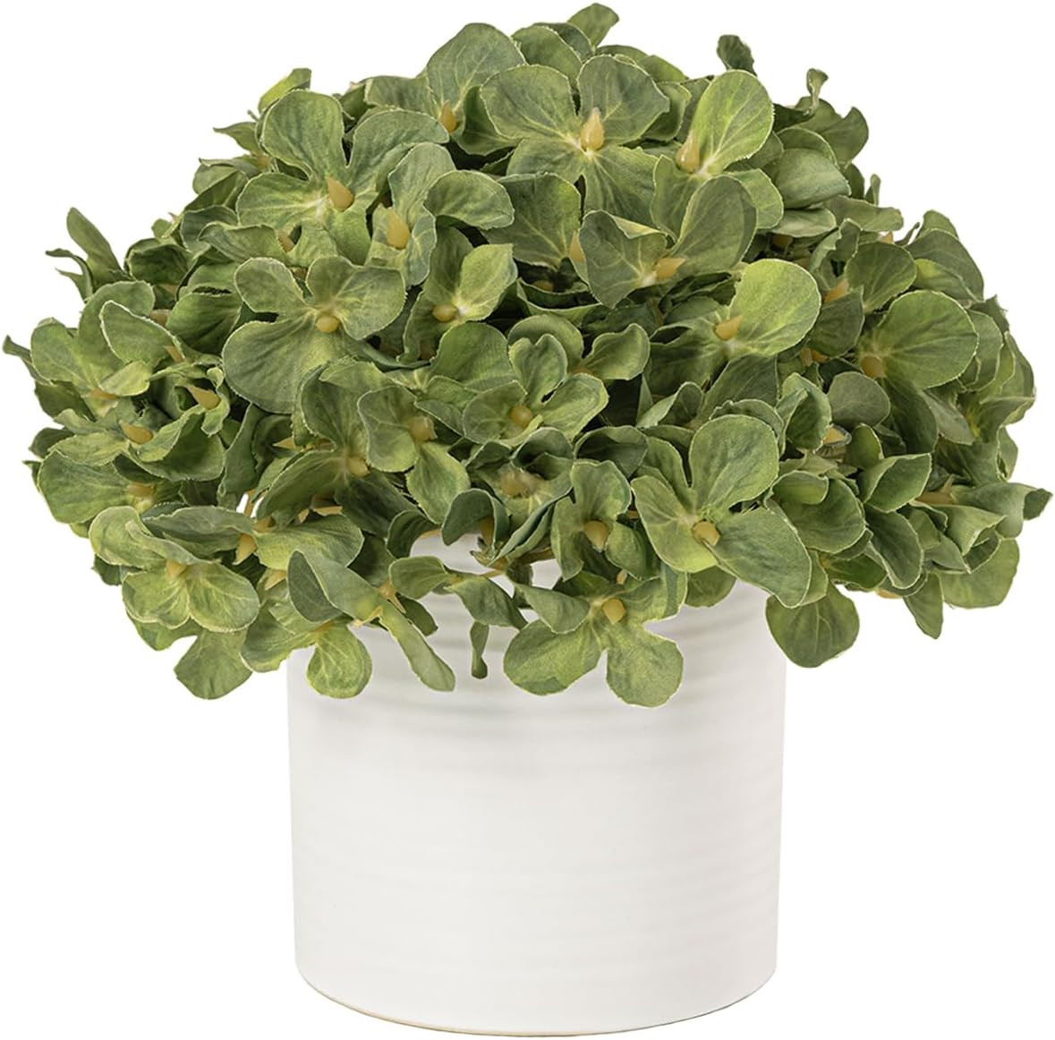 Artificial Hydrangea Flowers in Ceramic Vase for Home Decor – Green