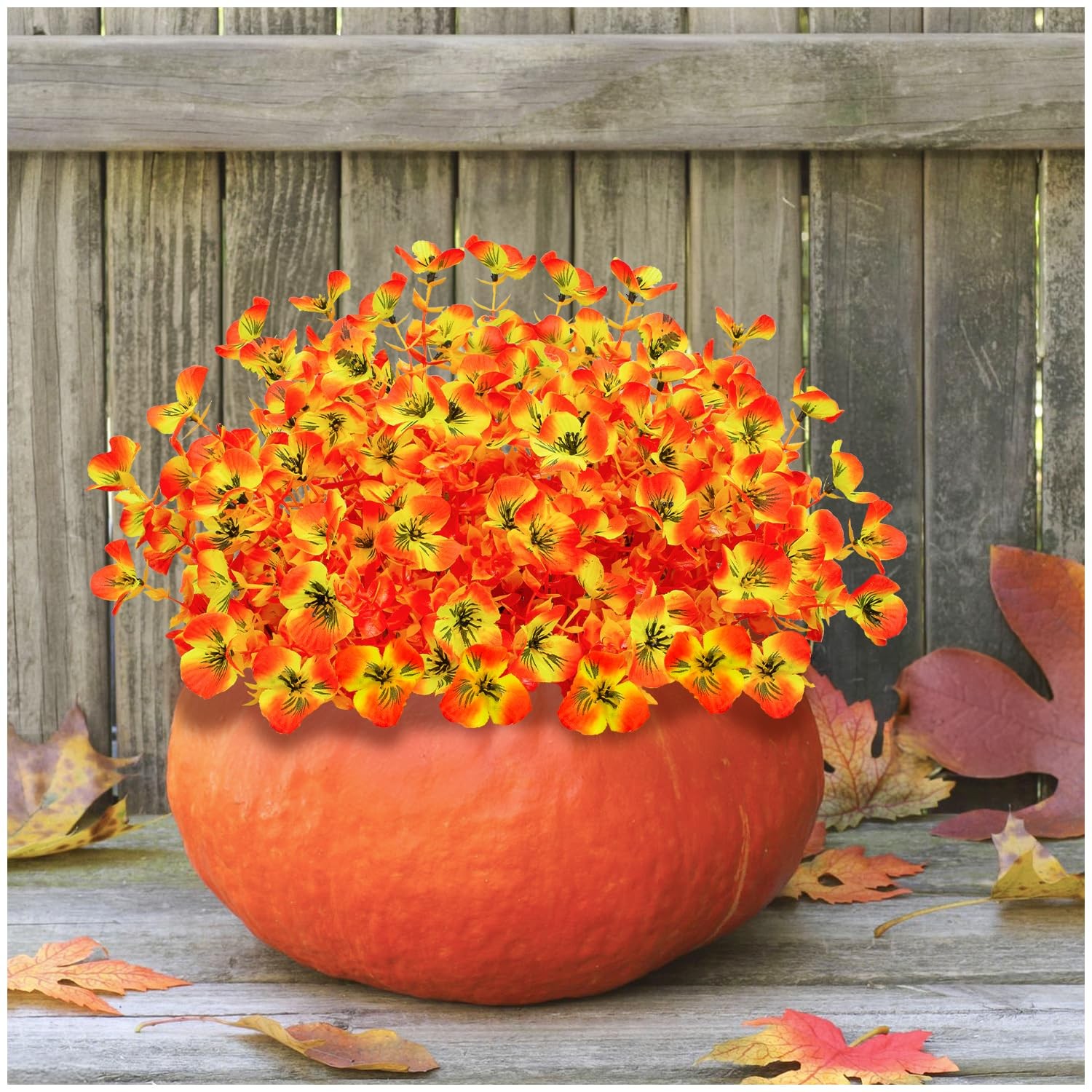Artificial Flowers Fake Pansy and Eucalyptus Plants 10 Bundles Faux Silk Outd…