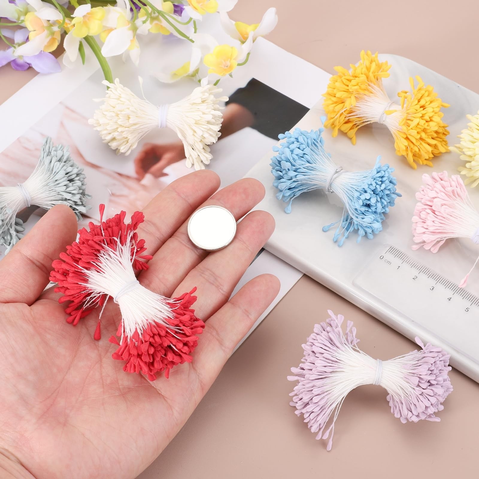 1020 PCS Light Yellow 3mm Double Head Flower Stamen Artificial Floral Craft