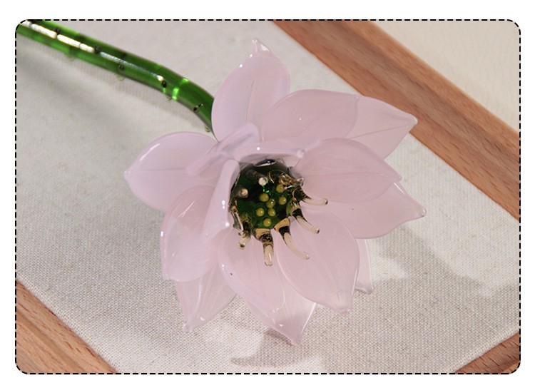 A Set Colored Glaze Lotus Flower Handmade Glass Preserved Flower(NO Vase)